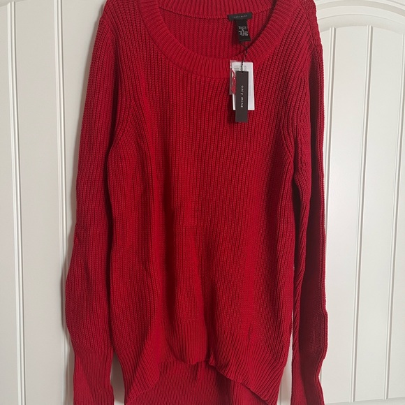 NEW Only Mine Cherry Red Knit Hi-Lo Sweater Size XL - Picture 9 of 15